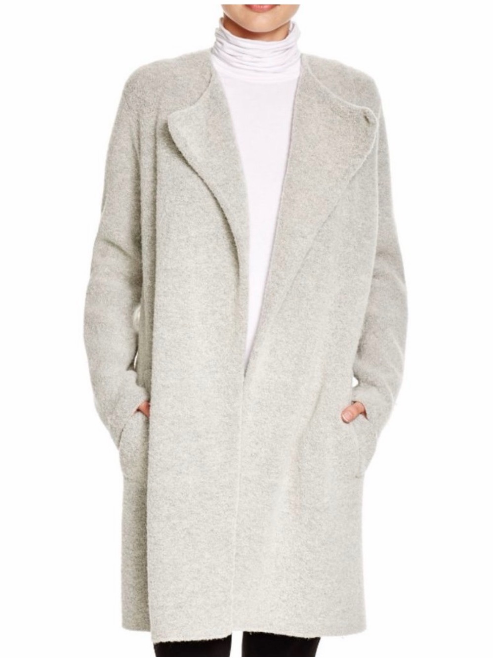 Theory Light Gray Nyma K Vela Open-Front Oversized Cardigan Coat